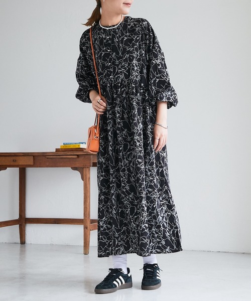 un dix cors（アンディコール）の「線画フラワープリントワンピース（ワンピース・レディース・ホワイト/ブラック・FREE）」の21枚目の写真