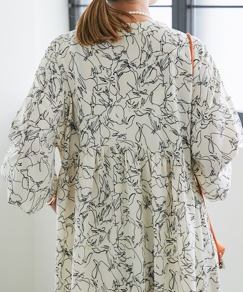 un dix cors（アンディコール）の「線画フラワープリントワンピース（ワンピース・レディース・ホワイト/ブラック・FREE）」の11枚目の写真