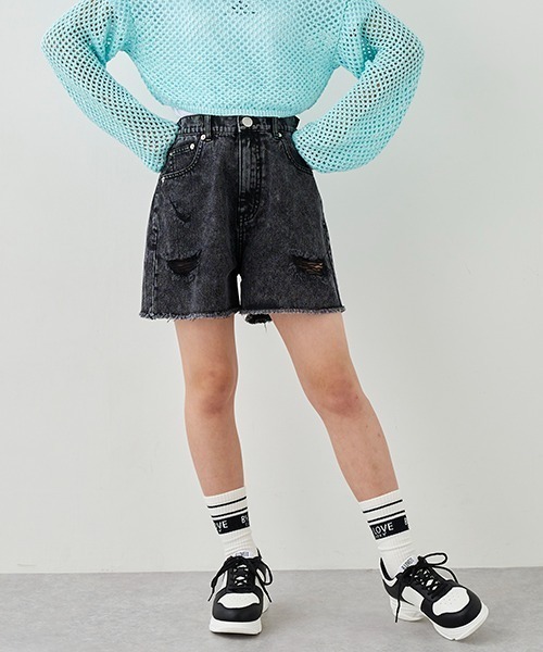 by LOVEiT(バイラビット)の「バックロゴダメージデニムショートパンツ(デニムパンツ・キッズ・ブルー/ブラック・120cm/130cm/140cm/150cm/160cm)」の7枚目の写真