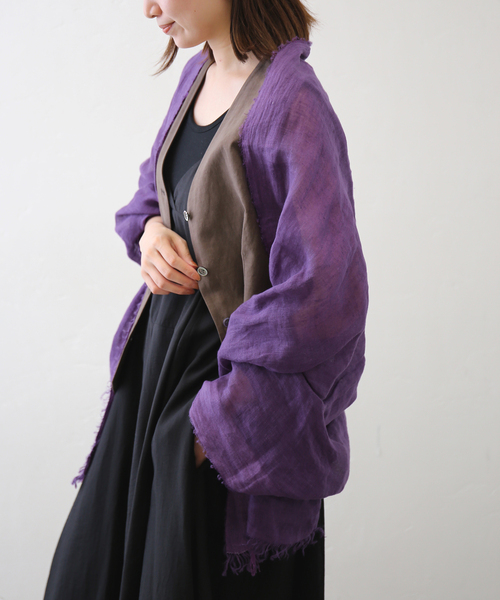 IENA（イエナ）の「【NIMNIMDUAI/ニムニムデュアイ】LINEN GAUZE SOLID リネンガーゼ ストール（ストール/ショール・レディース・ブラウン/パープル/ライトブルー/グリーン/キャメル/ウッド/イエロー系その他・FREE）」の13枚目の写真