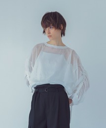 ALLONGE sheer string sleeve pull(シアーストリングスリーブプルオーバー)