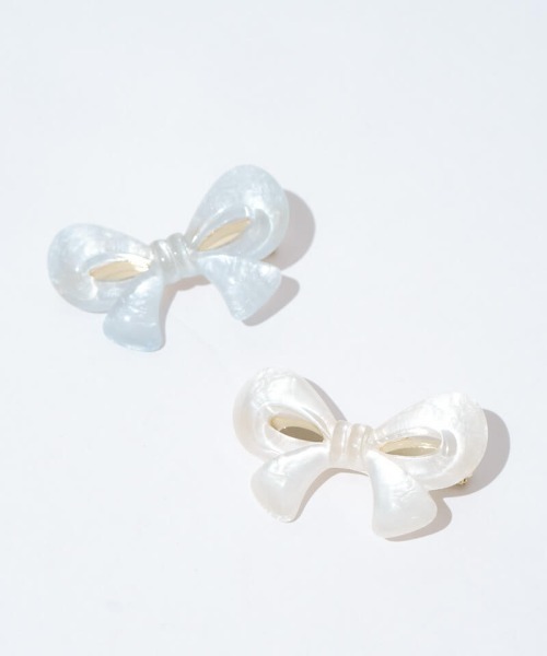 flower（フラワー）の「クリアリーリボンクリップ（バレッタ/ヘアクリップ・レディース・ホワイト/ブルー・FREE）」の3枚目の写真