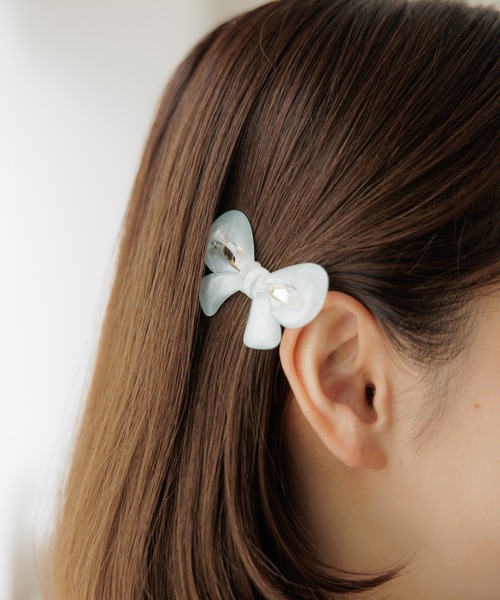 flower（フラワー）の「クリアリーリボンクリップ（バレッタ/ヘアクリップ・レディース・ホワイト/ブルー・FREE）」の7枚目の写真