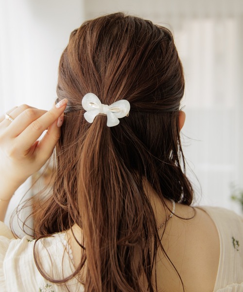 flower（フラワー）の「クリアリーリボンクリップ（バレッタ/ヘアクリップ・レディース・ホワイト/ブルー・FREE）」の9枚目の写真