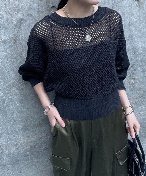 美品◎コラージュガリャルダガランテ　前後2WAYシアーワッフルサマーニット COLLAGE GALLARDAGALANTE（コラージュガリャルダガランテ）の