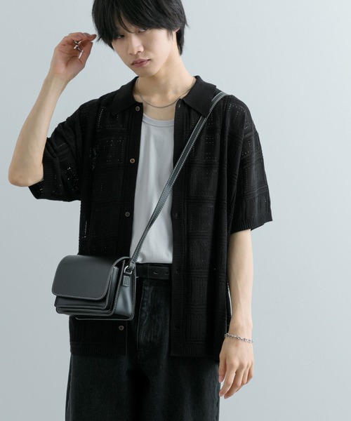 SENSE OF PLACE by URBAN RESEARCH(センスオブプレイスバイアーバンリサーチ)の「フェイクレザーフラップショルダーバッグ(ショルダーバッグ・メンズ・ブラック/ブラック系その他・ONE)」の9枚目の写真