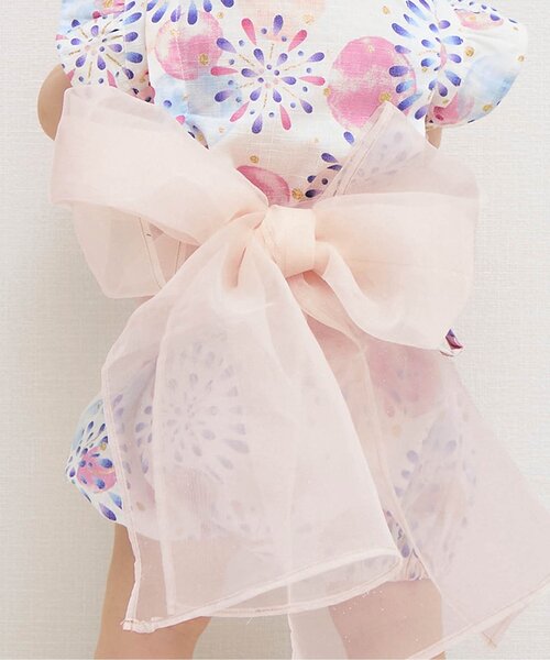 apres les cours（アプレレクール）の「飾り帯_アプレのはんなり浴衣&甚平（和装小物・キッズ・オフホワイト/アイボリー/レインボー/ピンク・FREE）」の3枚目の写真