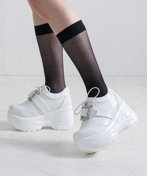 LOVEHUNTER(ラブハンター)の「LOVE HUNTER / 軽量 厚底 ビジュー バックル スニーカー (1673)(スニーカー・レディース・ブラック/ホワイト・3L/LL/L/M/S/SS)」の7枚目の写真