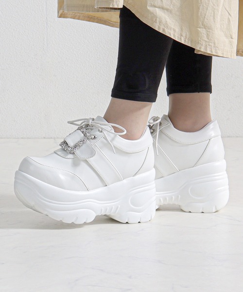 LOVEHUNTER(ラブハンター)の「LOVE HUNTER / 軽量 厚底 ビジュー バックル スニーカー (1673)(スニーカー・レディース・ブラック/ホワイト・3L/LL/L/M/S/SS)」の10枚目の写真