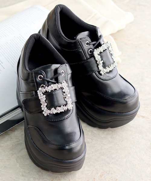 LOVEHUNTER(ラブハンター)の「LOVE HUNTER / 軽量 厚底 ビジュー バックル スニーカー (1673)(スニーカー・レディース・ブラック/ホワイト・3L/LL/L/M/S/SS)」の12枚目の写真