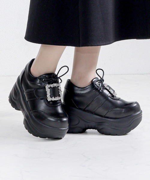 LOVEHUNTER(ラブハンター)の「LOVE HUNTER / 軽量 厚底 ビジュー バックル スニーカー (1673)(スニーカー・レディース・ブラック/ホワイト・3L/LL/L/M/S/SS)」の14枚目の写真