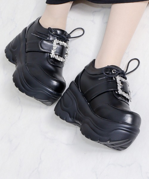 LOVEHUNTER(ラブハンター)の「LOVE HUNTER / 軽量 厚底 ビジュー バックル スニーカー (1673)(スニーカー・レディース・ブラック/ホワイト・3L/LL/L/M/S/SS)」の16枚目の写真