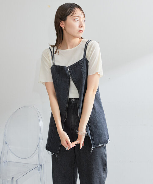 Kastane(カスタネ)の「*【5色展開】ベロアチュール半袖TEE(Tシャツ/カットソー・レディース・ライム/アイボリー/ブラック/ブルー/ピンク・FREE)」の22枚目の写真