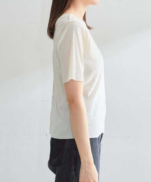 Kastane(カスタネ)の「*【5色展開】ベロアチュール半袖TEE(Tシャツ/カットソー・レディース・ライム/アイボリー/ブラック/ブルー/ピンク・FREE)」の15枚目の写真