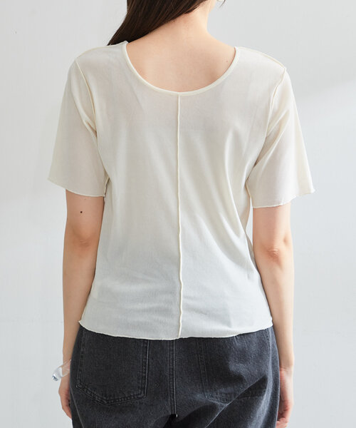 Kastane(カスタネ)の「*【5色展開】ベロアチュール半袖TEE(Tシャツ/カットソー・レディース・ライム/アイボリー/ブラック/ブルー/ピンク・FREE)」の14枚目の写真