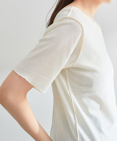 Kastane(カスタネ)の「*【5色展開】ベロアチュール半袖TEE(Tシャツ/カットソー・レディース・ライム/アイボリー/ブラック/ブルー/ピンク・FREE)」の12枚目の写真