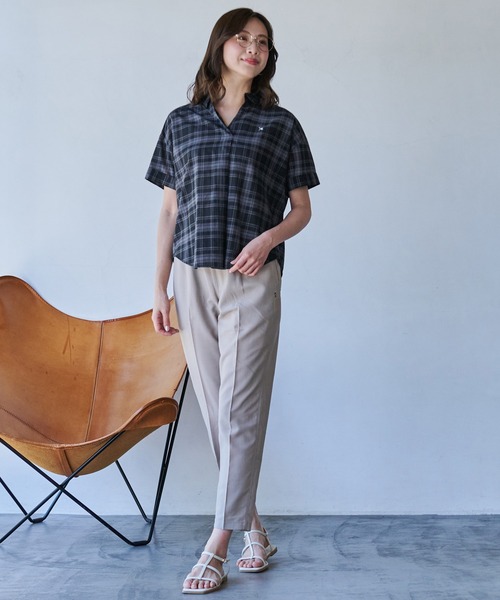 Arnold Palmer(アーノルドパーマー)の「リングチェック 半袖 スキッパーシャツ(シャツ/ブラウス・レディース・ブラック/ベージュ/ネイビー/ホワイト・S/M/L)」の16枚目の写真