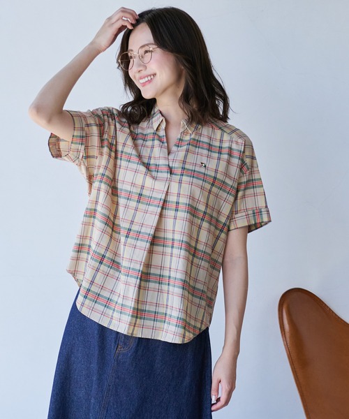 Arnold Palmer(アーノルドパーマー)の「リングチェック 半袖 スキッパーシャツ(シャツ/ブラウス・レディース・ブラック/ベージュ/ネイビー/ホワイト・S/M/L)」の18枚目の写真