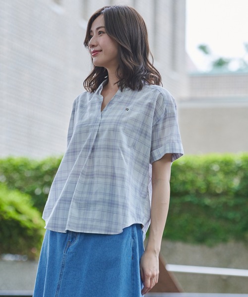 Arnold Palmer(アーノルドパーマー)の「リングチェック 半袖 スキッパーシャツ(シャツ/ブラウス・レディース・ブラック/ベージュ/ネイビー/ホワイト・S/M/L)」の12枚目の写真