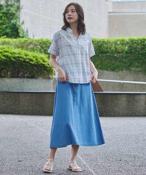 Arnold Palmer(アーノルドパーマー)の「リングチェック 半袖 スキッパーシャツ(シャツ/ブラウス・レディース・ブラック/ベージュ/ネイビー/ホワイト・S/M/L)」の13枚目の写真