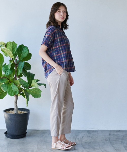 Arnold Palmer(アーノルドパーマー)の「リングチェック 半袖 スキッパーシャツ(シャツ/ブラウス・レディース・ブラック/ベージュ/ネイビー/ホワイト・S/M/L)」の22枚目の写真