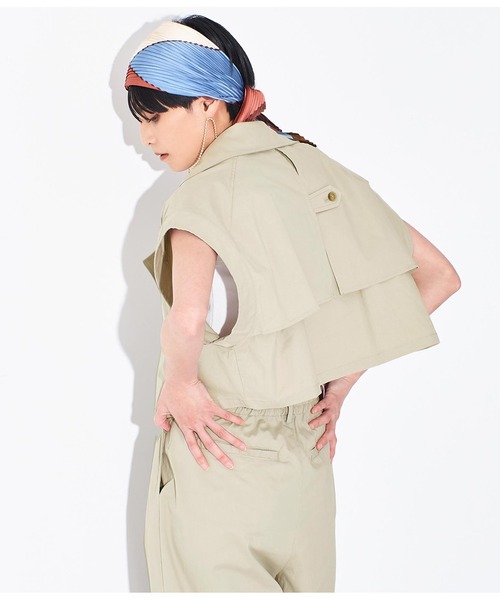 Settimissimo（セッティミッシモ）の「ショート トレンチ ジレ ベスト【セットアップ着用可】（ベスト・レディース・ベージュ/ネイビー・FREE）」の21枚目の写真