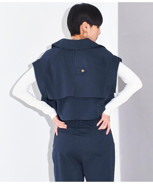 Settimissimo（セッティミッシモ）の「ショート トレンチ ジレ ベスト【セットアップ着用可】（ベスト・レディース・ベージュ/ネイビー・FREE）」の16枚目の写真