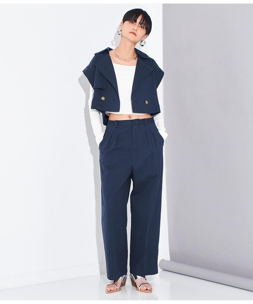 Settimissimo（セッティミッシモ）の「ショート トレンチ ジレ ベスト【セットアップ着用可】（ベスト・レディース・ベージュ/ネイビー・FREE）」の17枚目の写真