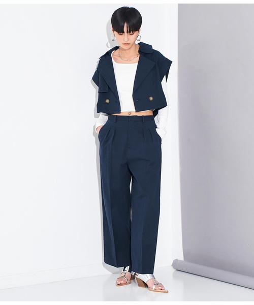 Settimissimo（セッティミッシモ）の「ショート トレンチ ジレ ベスト【セットアップ着用可】（ベスト・レディース・ベージュ/ネイビー・FREE）」の18枚目の写真