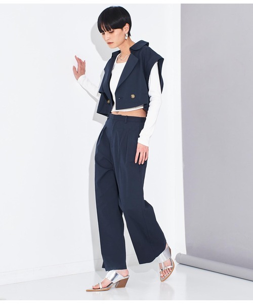 Settimissimo（セッティミッシモ）の「ショート トレンチ ジレ ベスト【セットアップ着用可】（ベスト・レディース・ベージュ/ネイビー・FREE）」の9枚目の写真