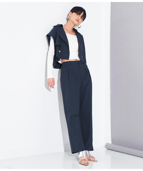 Settimissimo（セッティミッシモ）の「ショート トレンチ ジレ ベスト【セットアップ着用可】（ベスト・レディース・ベージュ/ネイビー・FREE）」の11枚目の写真