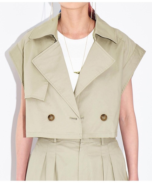 Settimissimo（セッティミッシモ）の「ショート トレンチ ジレ ベスト【セットアップ着用可】（ベスト・レディース・ベージュ/ネイビー・FREE）」の12枚目の写真