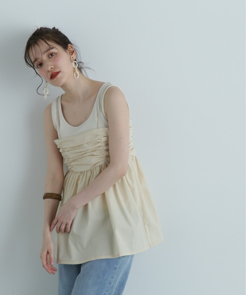 N.(N. Natural Beauty Basic)(エヌエヌナチュラルビューティーベーシック)の「◆ギャザーキャミビスチェ(キャミソール・レディース・ブラック/クリーム・MEDIUM)」の12枚目の写真