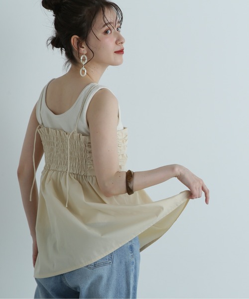 N.(N. Natural Beauty Basic)(エヌエヌナチュラルビューティーベーシック)の「◆ギャザーキャミビスチェ(キャミソール・レディース・ブラック/クリーム・MEDIUM)」の13枚目の写真