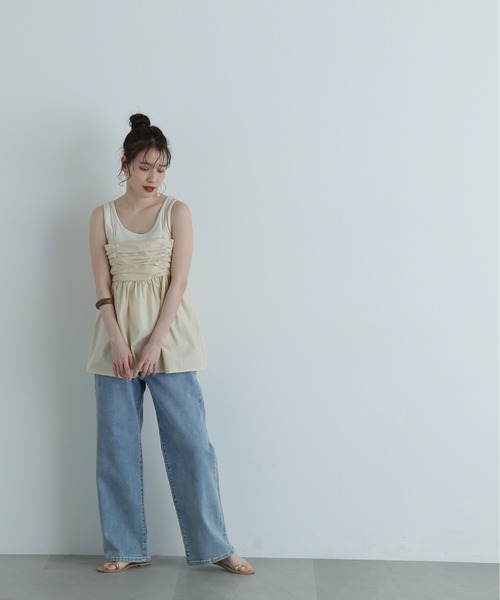 N.(N. Natural Beauty Basic)(エヌエヌナチュラルビューティーベーシック)の「◆ギャザーキャミビスチェ(キャミソール・レディース・ブラック/クリーム・MEDIUM)」の14枚目の写真
