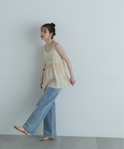 N.(N. Natural Beauty Basic)(エヌエヌナチュラルビューティーベーシック)の「◆ギャザーキャミビスチェ(キャミソール・レディース・ブラック/クリーム・MEDIUM)」の15枚目の写真