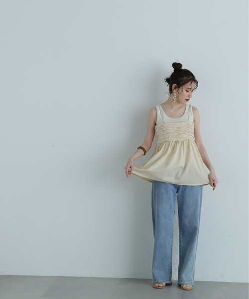 N.(N. Natural Beauty Basic)(エヌエヌナチュラルビューティーベーシック)の「◆ギャザーキャミビスチェ(キャミソール・レディース・ブラック/クリーム・MEDIUM)」の16枚目の写真