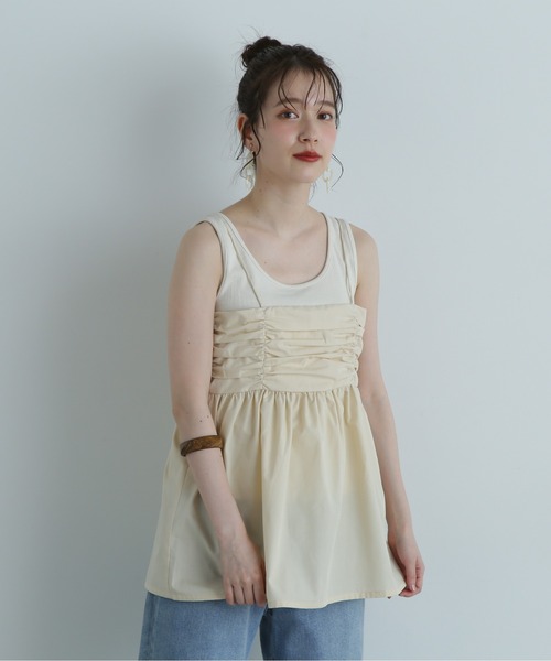 N.(N. Natural Beauty Basic)(エヌエヌナチュラルビューティーベーシック)の「◆ギャザーキャミビスチェ(キャミソール・レディース・ブラック/クリーム・MEDIUM)」の20枚目の写真