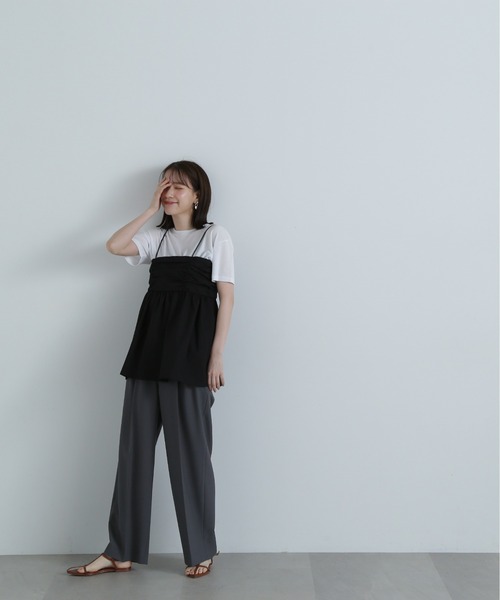 N.(N. Natural Beauty Basic)(エヌエヌナチュラルビューティーベーシック)の「◆ギャザーキャミビスチェ(キャミソール・レディース・ブラック/クリーム・MEDIUM)」の6枚目の写真