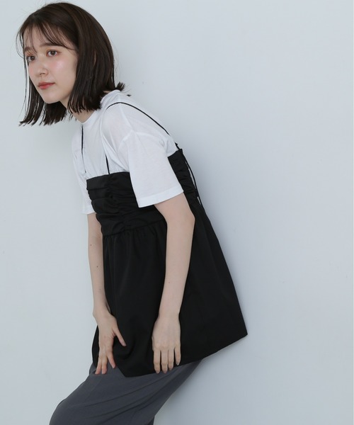 N.(N. Natural Beauty Basic)(エヌエヌナチュラルビューティーベーシック)の「◆ギャザーキャミビスチェ(キャミソール・レディース・ブラック/クリーム・MEDIUM)」の8枚目の写真