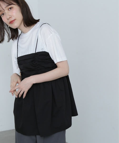 N.(N. Natural Beauty Basic)(エヌエヌナチュラルビューティーベーシック)の「◆ギャザーキャミビスチェ(キャミソール・レディース・ブラック/クリーム・MEDIUM)」の9枚目の写真