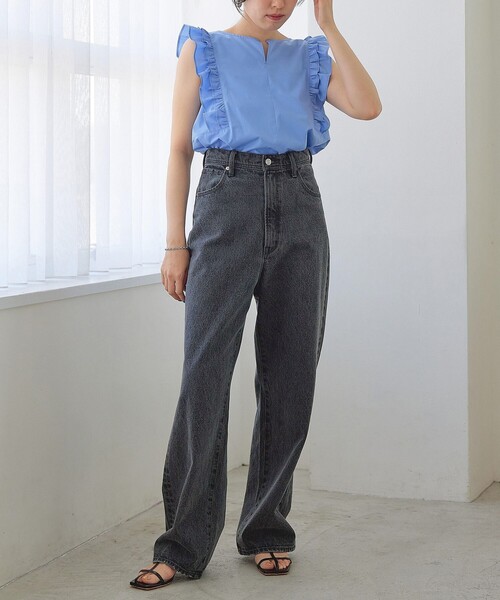 EMMEL REFINES（エメルリファインズ）の「＜EMMEL REFINES＞EM ハイウエスト ストレートデニム 2（デニムパンツ・レディース・ダークグレー/コバルトブルー・XS/M/S）」の5枚目の写真