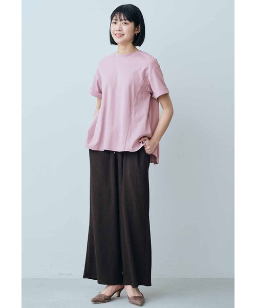 IEDIT(イディット)の「IEDIT 接触冷感・吸汗速乾・抗菌防臭! Ohcool(R)Ⅱ plus素材 後ろ姿が印象的なバックプリーツデザインのカットソートップス(Tシャツ/カットソー・レディース・ピンク/グリーン/グレイッシュベージュ・MEDIUM/LARGE/X-LARGE/XX-LARGE/SMALL/XXX-LARGE)」の8枚目の写真