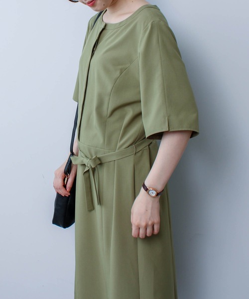 fleur by mint breeze(フルールバイミントブリーズ)の「【L~5L 大きいサイズ】リネンライクベルト使いワンピース(ワンピース・レディース・ネイビー/カーキ・L/LL/3L/4L/5L)」の5枚目の写真