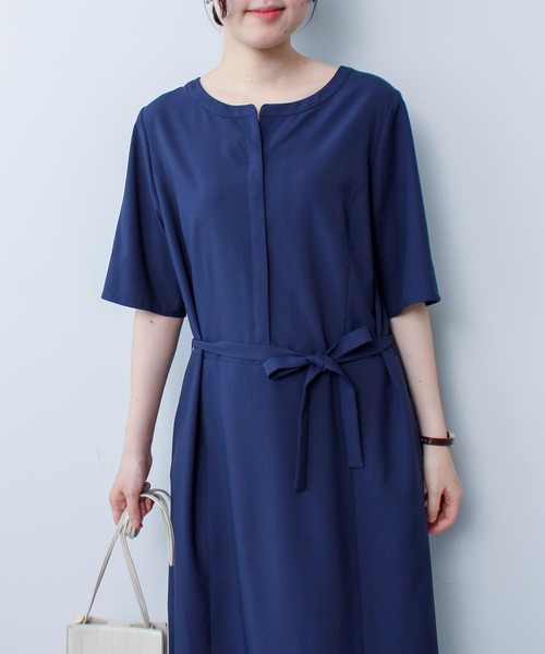 fleur by mint breeze(フルールバイミントブリーズ)の「【L~5L 大きいサイズ】リネンライクベルト使いワンピース(ワンピース・レディース・ネイビー/カーキ・L/LL/3L/4L/5L)」の9枚目の写真