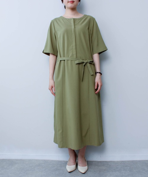 fleur by mint breeze(フルールバイミントブリーズ)の「【L~5L 大きいサイズ】リネンライクベルト使いワンピース(ワンピース・レディース・ネイビー/カーキ・L/LL/3L/4L/5L)」の11枚目の写真