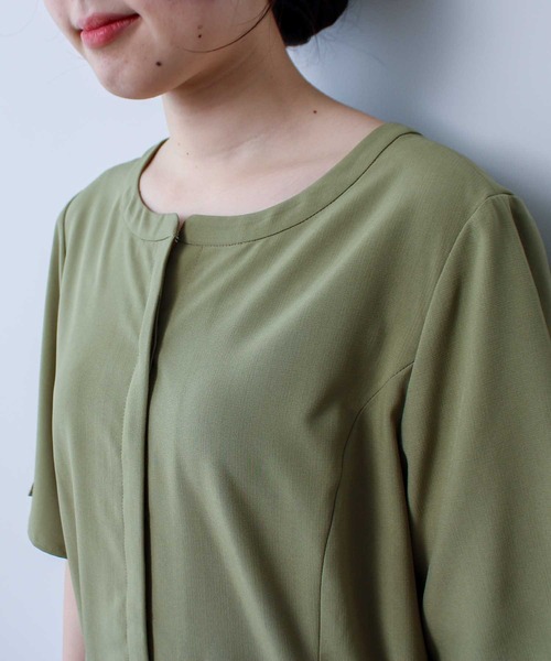 fleur by mint breeze(フルールバイミントブリーズ)の「【L~5L 大きいサイズ】リネンライクベルト使いワンピース(ワンピース・レディース・ネイビー/カーキ・L/LL/3L/4L/5L)」の12枚目の写真