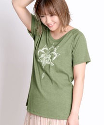 ロータスロゴ くすみカラー 半袖Tシャツ クルーネック プリント
