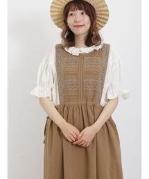 Samansa Mos2 | レース貼りエプロンワンピース(ワンピース)