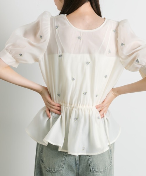 OLIVE des OLIVE（オリーブデオリーブ）の「Rose刺繍Wフロントブラウス（シャツ/ブラウス・レディース・アイボリー/ピンク/ブラック・FREE）」の7枚目の写真